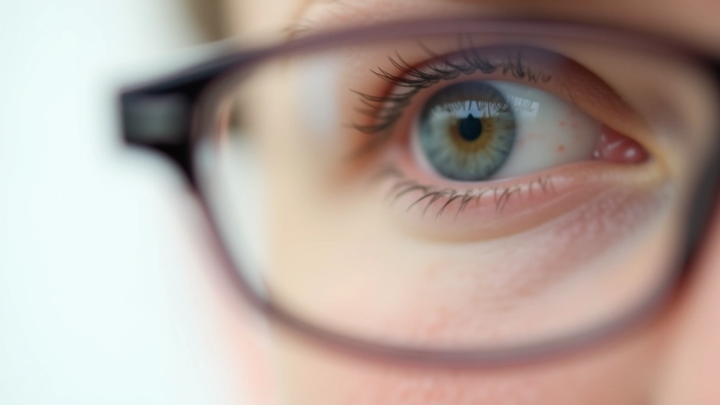 Detaillierte Nahaufnahme von hochwertigen Brillengläsern mit Anti-Reflexions-Beschichtung, Licht bricht in den Gläsern