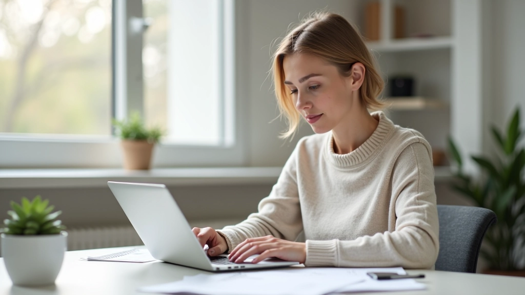 Person am Laptop mit Versicherungsdokumenten und Taschenrechner, vergleicht Zahnversicherungs-Angebote